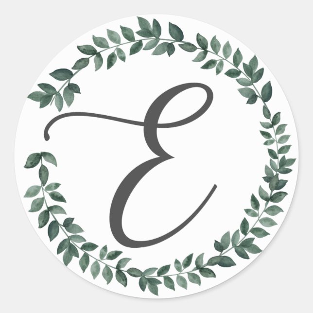 Letter E Monogramm Minimalistischer botanischer Le Runder Aufkleber (Vorderseite)