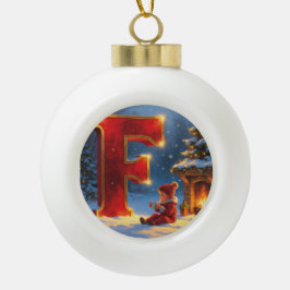 Letter F Christmas Fireplace Personalized Initial Keramik Kugel-Ornament