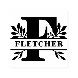Letter F Classic Foliage Family Name Monogram Permastempel