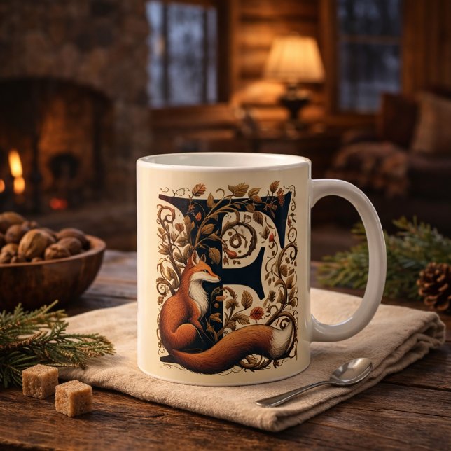 Letter F Fox and Fauna - Personalisieren Kaffeetasse (Von Creator hochgeladen)