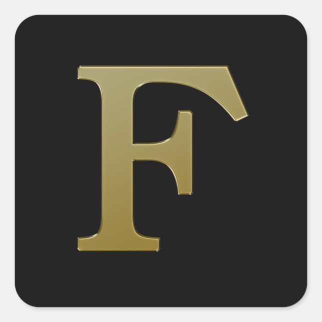 Letter F Gold Square Sticker (Vorderseite)