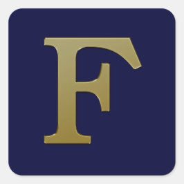 Letter F Gold Square Sticker