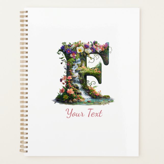 Letter F mit Freesiens und Waterfall Fantasy Flora Planer (Vorderseite)