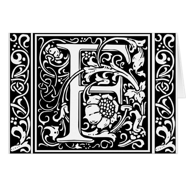 Letter F Mittelalterliche Monogram Art Nouveau (Vorderseite (Horizontal))