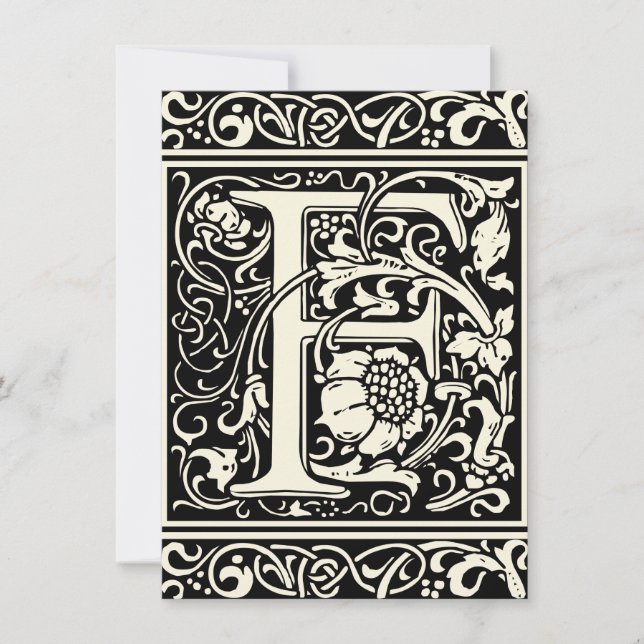 Letter F Mittelalterliche Monogram Art Nouveau Einladung (Vorderseite)
