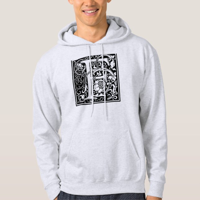 Letter F Mittelalterliche Monogram Art Nouveau Hoodie (Vorderseite)