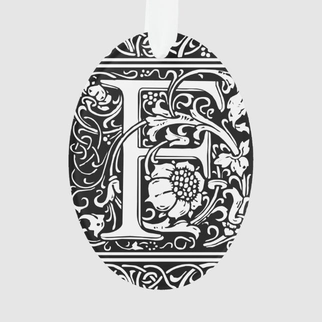 Letter F Mittelalterliche Monogram Art Nouveau Ornament (Rückseite)