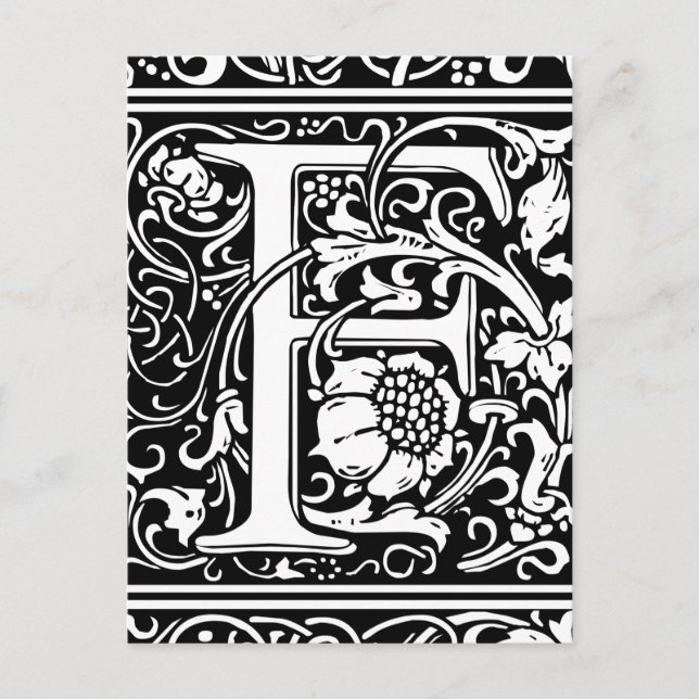 Letter F Mittelalterliche Monogram Art Nouveau Postkarte (Vorderseite)