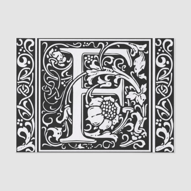 Letter F Mittelalterliche Monogram Art Nouveau Seidenpapier (Vorderseite)