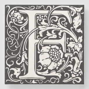 Letter F Mittelalterliche Monogram Art Nouveau Steinuntersetzer