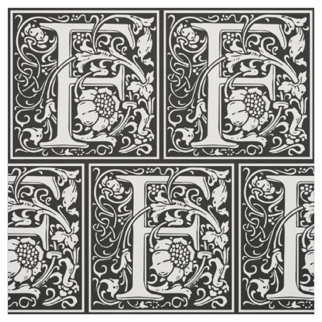 Letter F Mittelalterliche Monogram Art Nouveau Stoff (Muster)