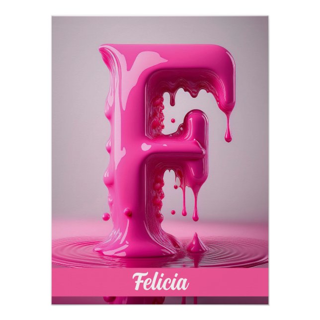 Letter F, Monogram F - Customizable Name Poster  (Vorderseite)