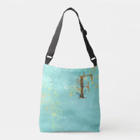 *~* LETTER F -Monogram Gold Glitzer Türkis Blau