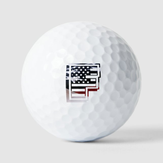 Letter F Monogram Initial USA Golfball (Vorderseite)