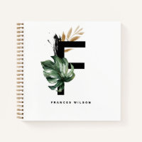 Letter F Monogram | Personalisierte tropische Blät