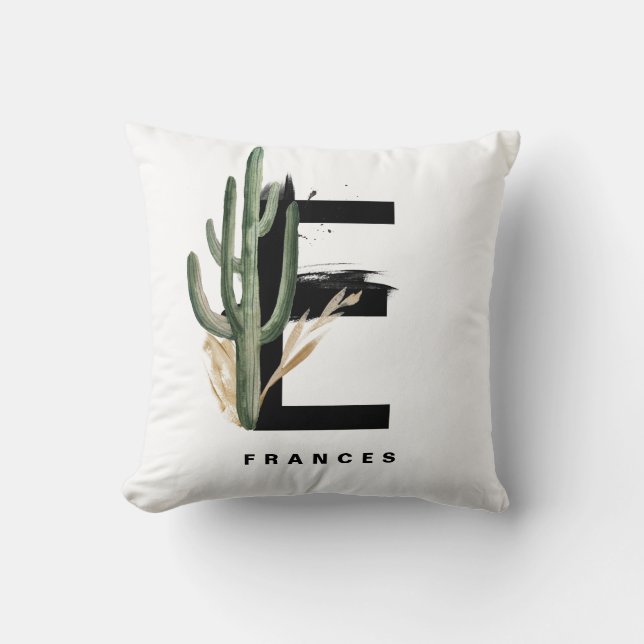 Letter F Monogram | Tropical Monstera Personalisie Kissen (Vorderseite)