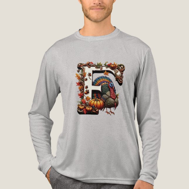 Letter f Thanksgiving gift style  Tri-Blend Shirt (Vorderseite)