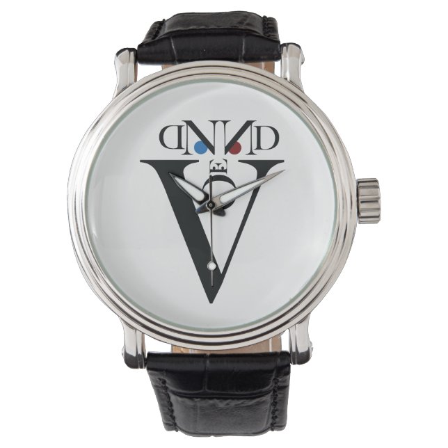 Letter Face Black Leather Strap Watch Armbanduhr (Vorderseite)
