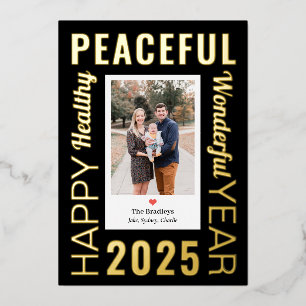 Letter Frame Foil Modern Happy New Year Foto Card Folien Feiertagskarte