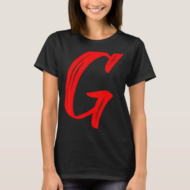 Letter G Alphabet Large Red Graphal Initial T-Shirt (Vorderseite)
