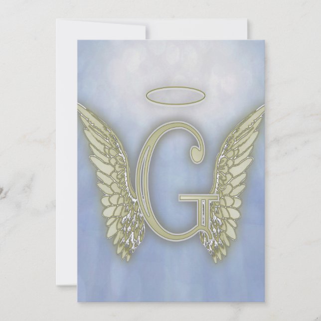 Letter G Angel Monogramm Einladung (Vorderseite)