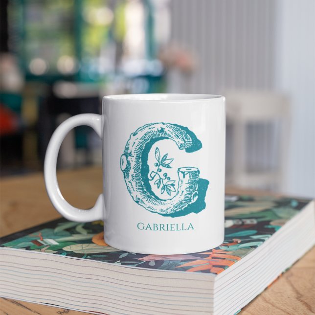 Letter G Aquamarin Monogram Modern Name Kaffeetasse (Von Creator hochgeladen)