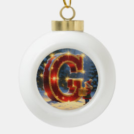 Letter G Christmas Gift Personalized Initial Keramik Kugel-Ornament