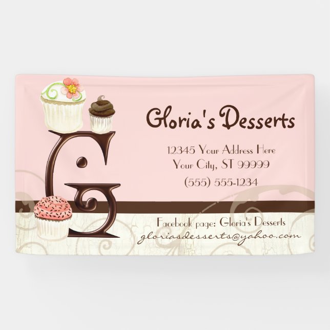 Letter G Cupcake Desserts Baker Business Banner (Horizontal)