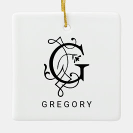 Letter G Elegant Monogram Christmas Ornament