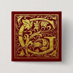 Letter G First Letter Imitate Gold Red Button