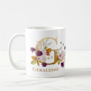 Letter G - Gold Floral Name Schwesterkollege Freun Kaffeetasse
