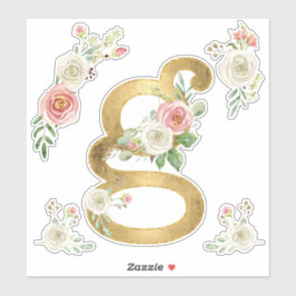 Letter G Gold mit Blush-Rose Wasserfarbe Aufkleber