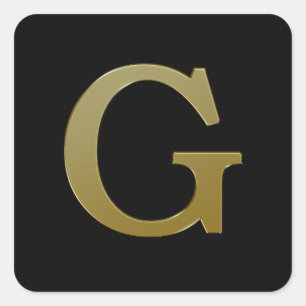 Letter G Gold Square Aufkleber
