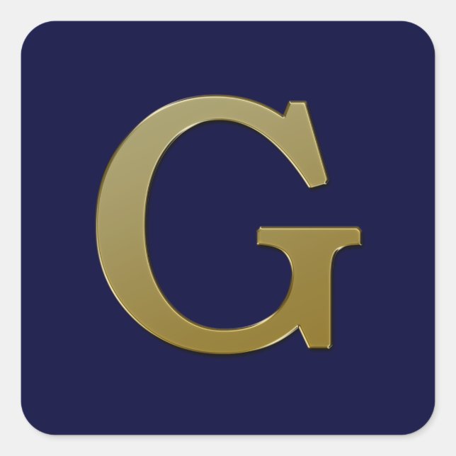 Letter G Gold Square Sticker (Vorderseite)
