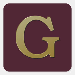 Letter G Gold Square Sticker