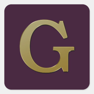 Letter G Gold Square Sticker