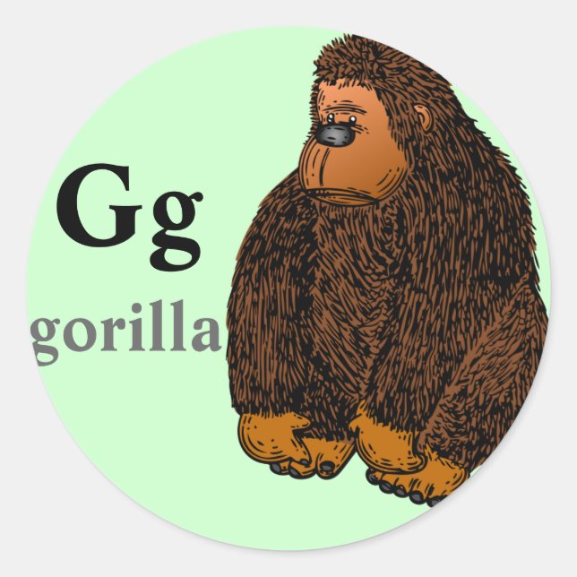 Letter G Gorilla Stickers (Vorderseite)