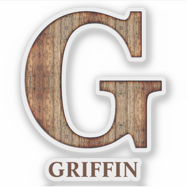 Letter G Holzstruktur mit individuelle Name Aufkle Aufkleber (Vorderseite)