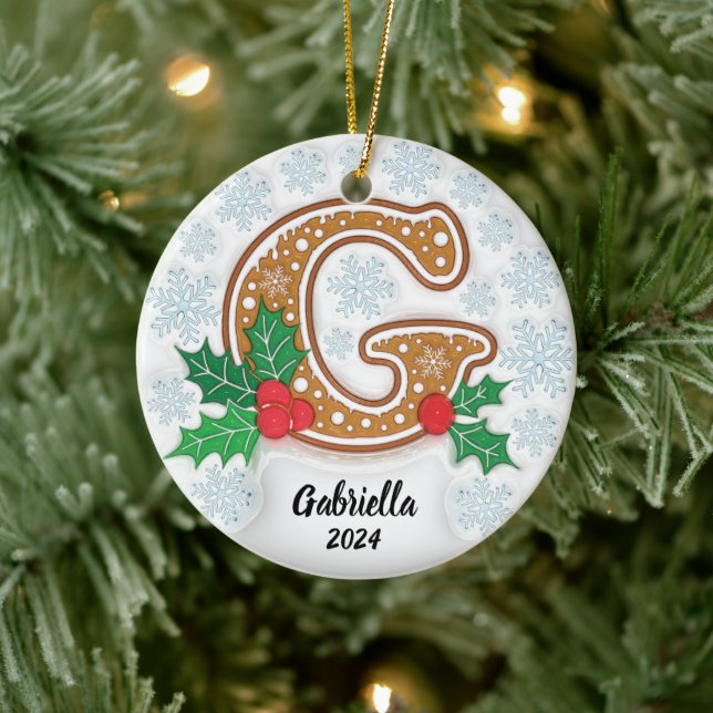 Letter G Individuelle Name Christmas Keramik Ornament (Baum)