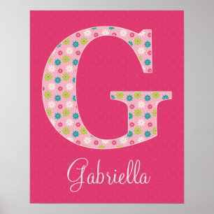 Letter G Initial Alphabet Poster für Mädchen