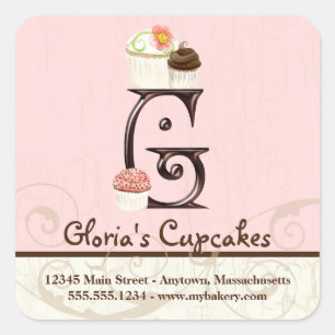 Letter G Monogram Cupcake Logo-Aufkleber Quadratischer Aufkleber