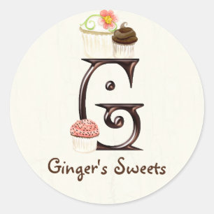 Letter G Monogram Cupcake Logo-Aufkleber Runder Aufkleber