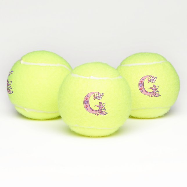 Letter-G-Monogramm-Girls personalisierte Doodart Tennisbälle (Multi)