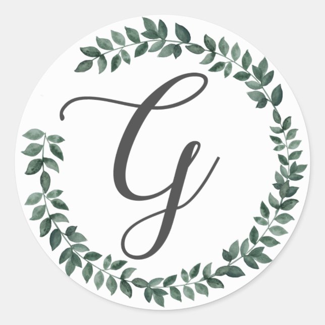 Letter G Monogramm Minimalistischer botanischer Le Runder Aufkleber (Vorderseite)