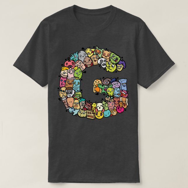 Letter G Monsters Alphabet Name Initial Niedlich M T-Shirt (Design vorne)