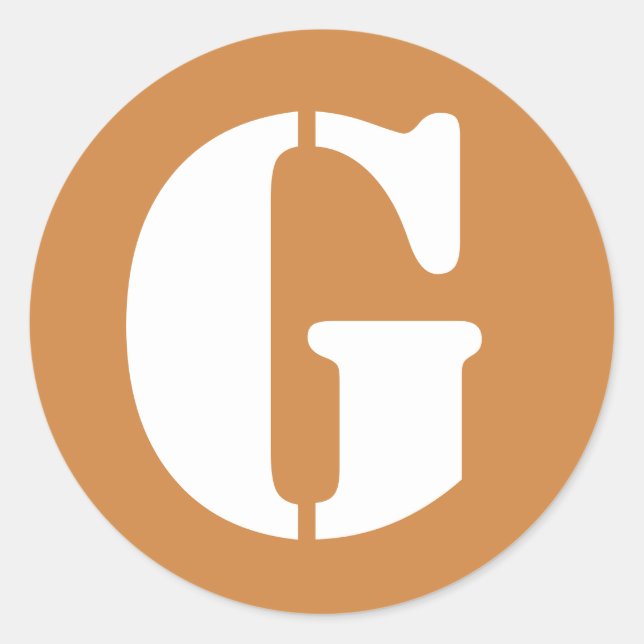 Letter G Peru Gold Stencil Alphabet von Janz Runder Aufkleber (Vorderseite)