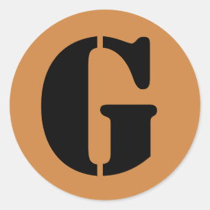 Letter G Stencil Alphabet von Janz Peru Gold Runder Aufkleber