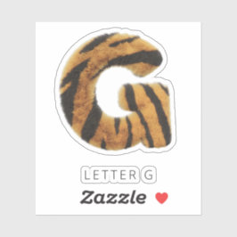 Letter G Tiger Fur Sticker