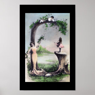 LETTER G - Vintage Monogram Alphabet Postcard Art Poster