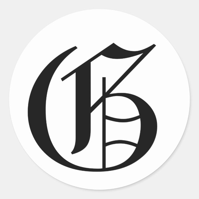 Letter G White Wedding Alphabet von Janz Runder Aufkleber (Vorderseite)